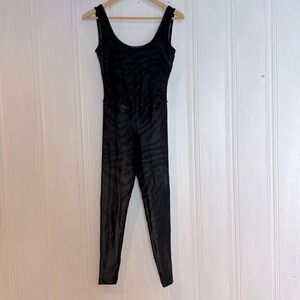 KORAL Black Zebra Print Stretch Leotard Jumpsuit